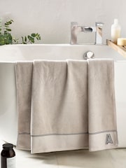 Natural Monogram Bath Sheet 100% Cotton Towel - Image 1 of 5