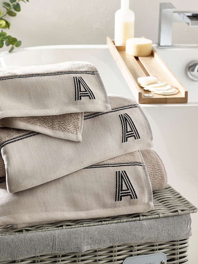 Natural Monogram Bath Sheet 100% Cotton Towel - Image 5 of 5