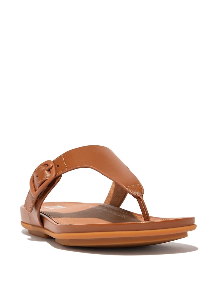 FitFlop Natural Gracie Rubber-Buckle Leather Toe-Post Sandals - Image 2 of 4