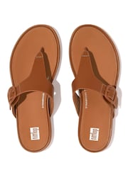 FitFlop Natural Gracie Rubber-Buckle Leather Toe-Post Sandals - Image 3 of 4