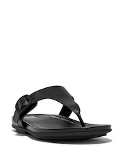 FitFlop Gracie Rubber Buckle Leather Toe Post Black Sandals - Image 2 of 4