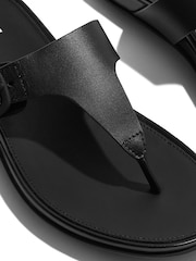FitFlop Gracie Rubber Buckle Leather Toe Post Black Sandals - Image 4 of 4