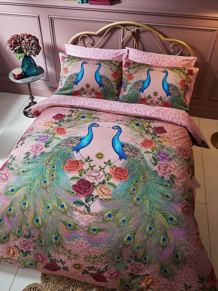 Matthew Williamson Pink Xanadu Peacock Cotton Sateen Duvet Cover Set - Image 1 of 4