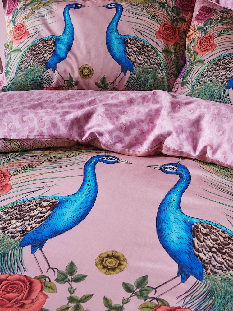 Matthew Williamson Pink Xanadu Peacock Cotton Sateen Duvet Cover Set - Image 2 of 4