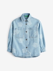 Benetton Blue Printed Denim Shirt - Image 1 of 1