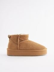 Chestnut Brown Shower Repellent Suede Faux Fur Lined Platform Boots - Image 5 of 8