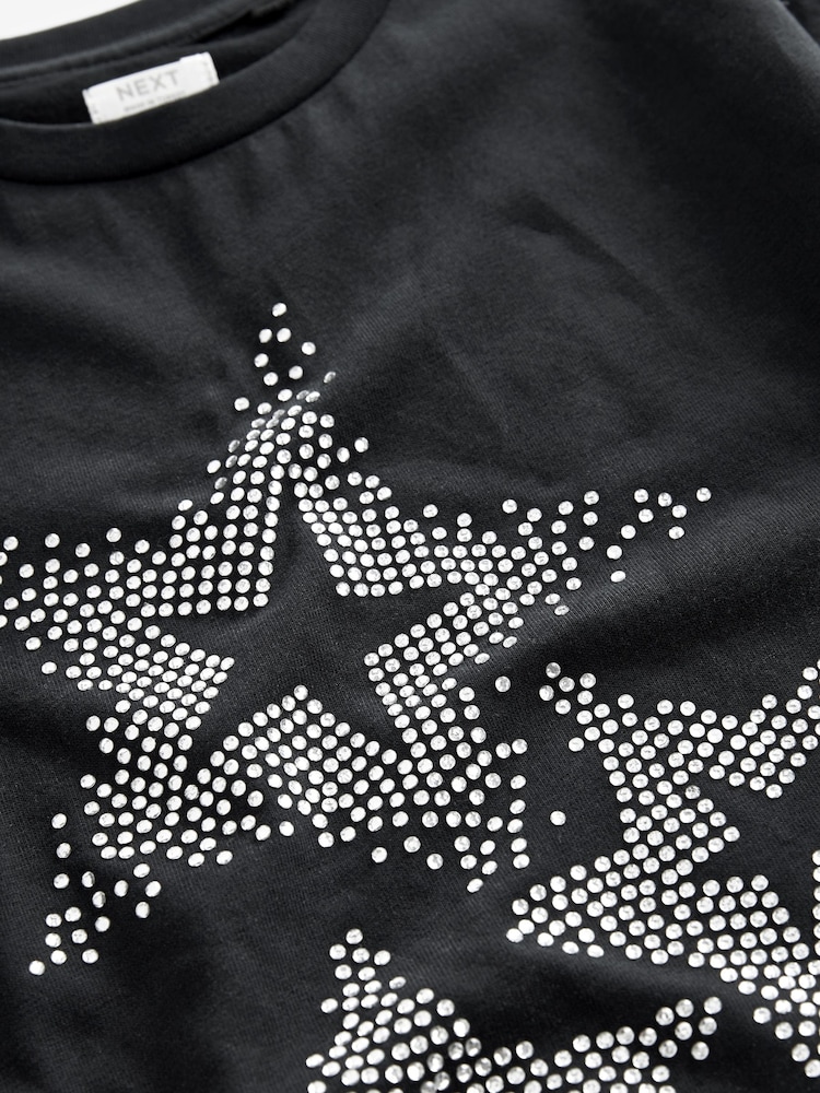 Black Sequin Heart 100% Cotton Long Sleeve T-Shirt (3-16yrs) - Image 9 of 9 Black Sequin Heart 100% Cotton Long Sleeve T-Shirt (3-16yrs) - Image 9 of 9