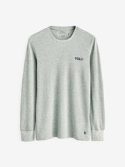 Polo Ralph Lauren Navy Blue Waffle-Knit Crewneck Sleep Shirt - Image 4 of 4