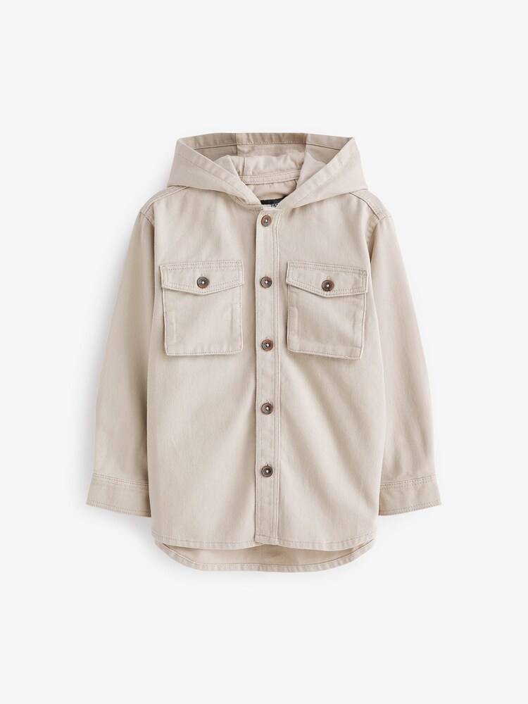 Ecru Natural Hooded Overshirt (3-16yrs) - Image 1 of 2