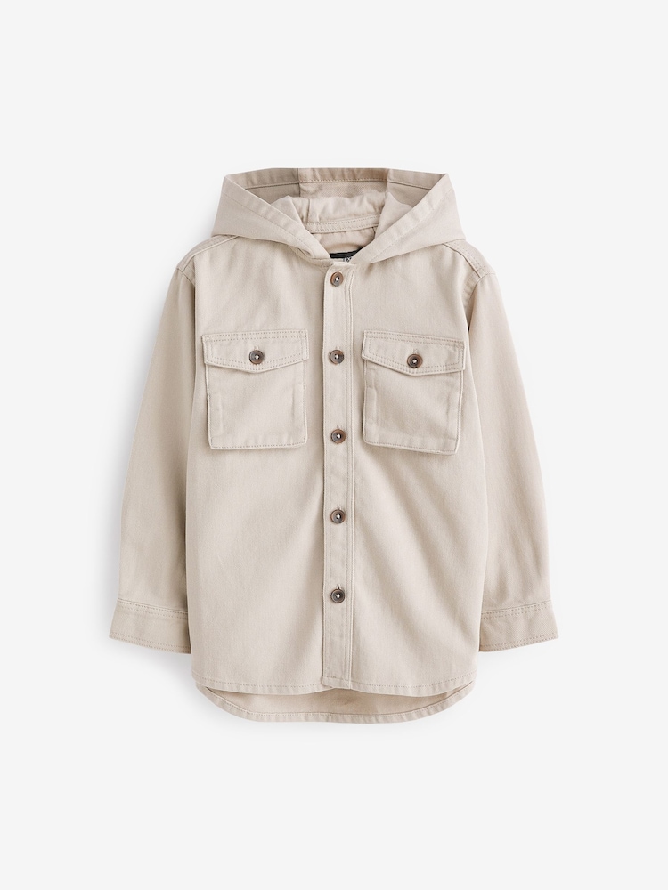 Ecru Natural Hooded Overshirt (3-16yrs) - Image 1 of 2 Ecru Natural Hooded Overshirt (3-16yrs) - Image 1 of 2