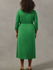 Live Unlimited Curve Green Ring Detail Wrap Jersey Short Sleeve Midi Dress - Image 2 of 3
