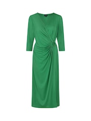 Live Unlimited Curve Green Ring Detail Wrap Jersey Short Sleeve Midi Dress - Image 3 of 3