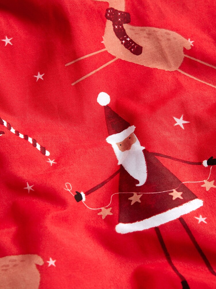 Red Festive Christmas Duvet Cover and Pillowcase Set - Image 5 of 6