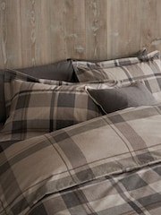 Grey Check Reversible Christmas Brushed 100% Cotton Oxford Duvet Cover and Pillowcase Set - Image 3 of 5
