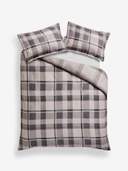 Grey Check Reversible Christmas Brushed 100% Cotton Oxford Duvet Cover and Pillowcase Set - Image 4 of 5