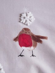 Постельный комплект с пододеяльником и наволочкой из 100% хлопка с талией Snowy Robin - Image 4 of 4
