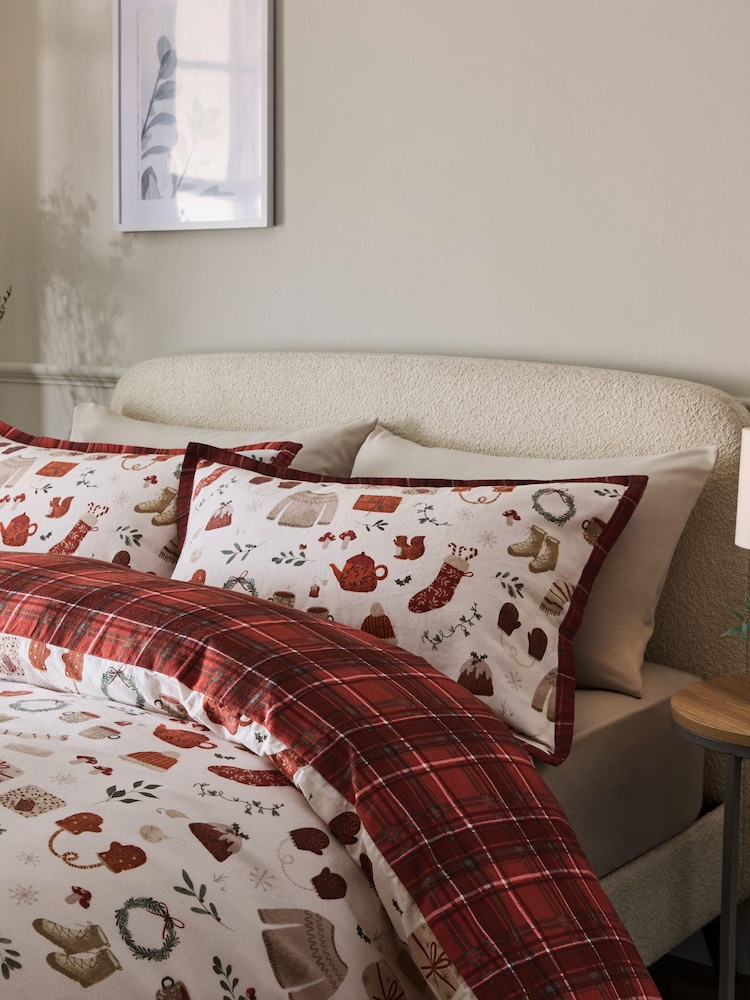 Christmas Reversible Brushed Cotton Duvet Cover and Pillowcase Set - Image 4 of 7