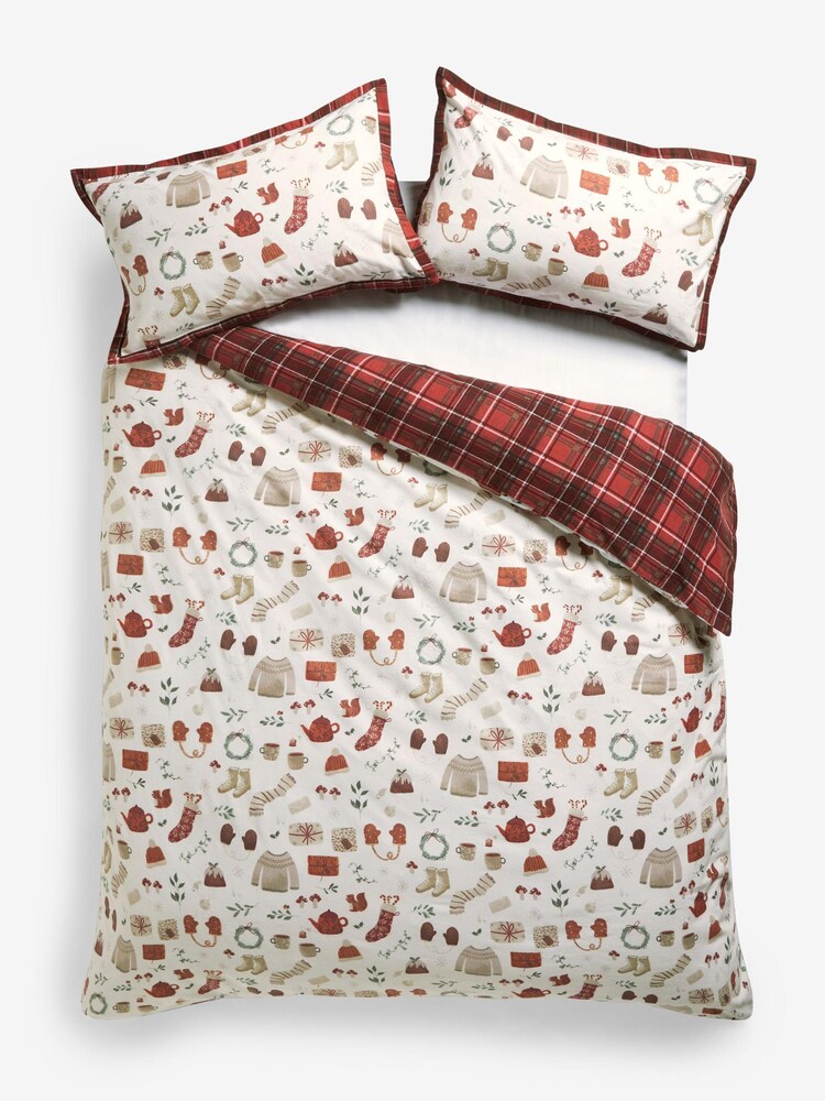 Christmas Reversible Brushed Cotton Duvet Cover and Pillowcase Set - Image 6 of 7