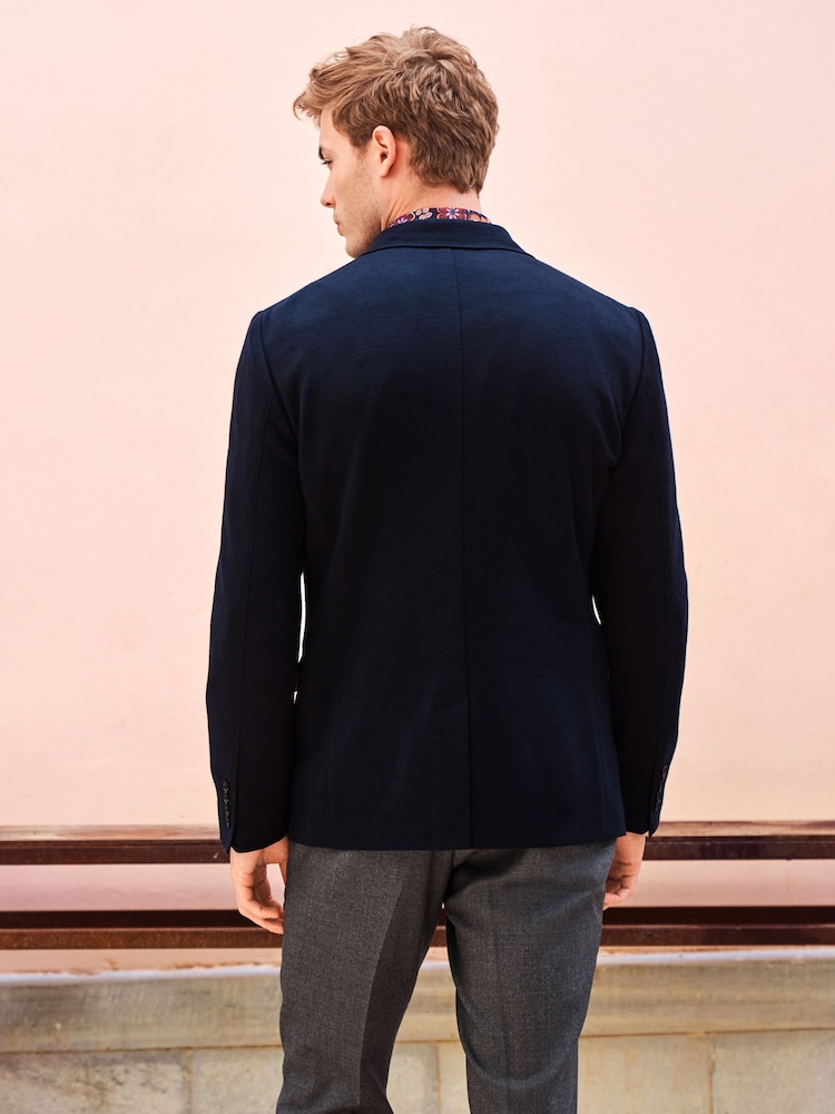 Navy Blue Signature Motionflex Italian Wool Blend Blazer - Image 3 of 10