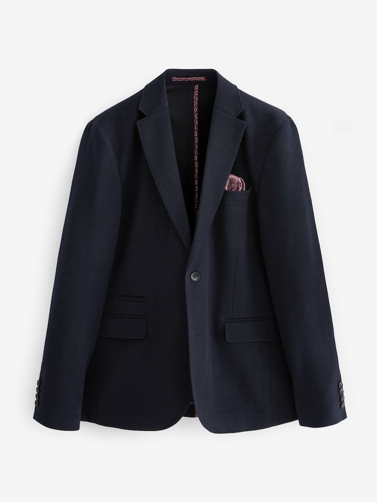 Navy Blue Signature Motionflex Italian Wool Blend Blazer - Image 6 of 10