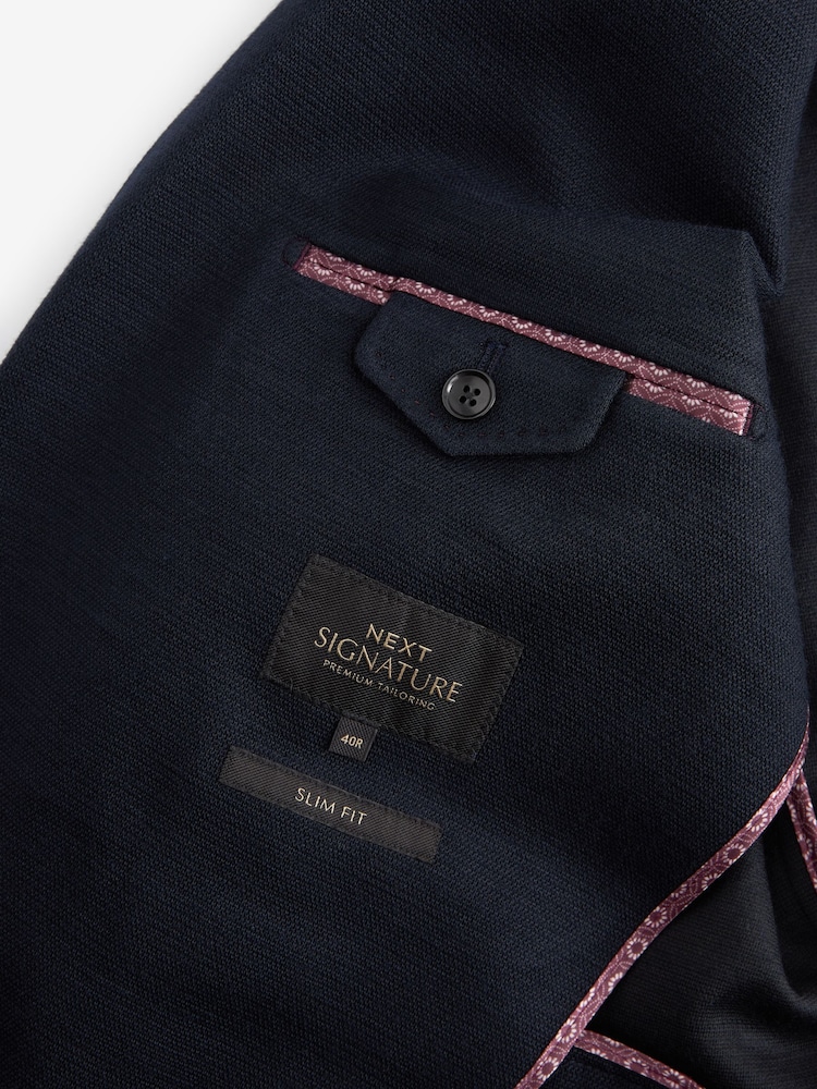 Navy Blue Signature Motionflex Italian Wool Blend Blazer - Image 9 of 10