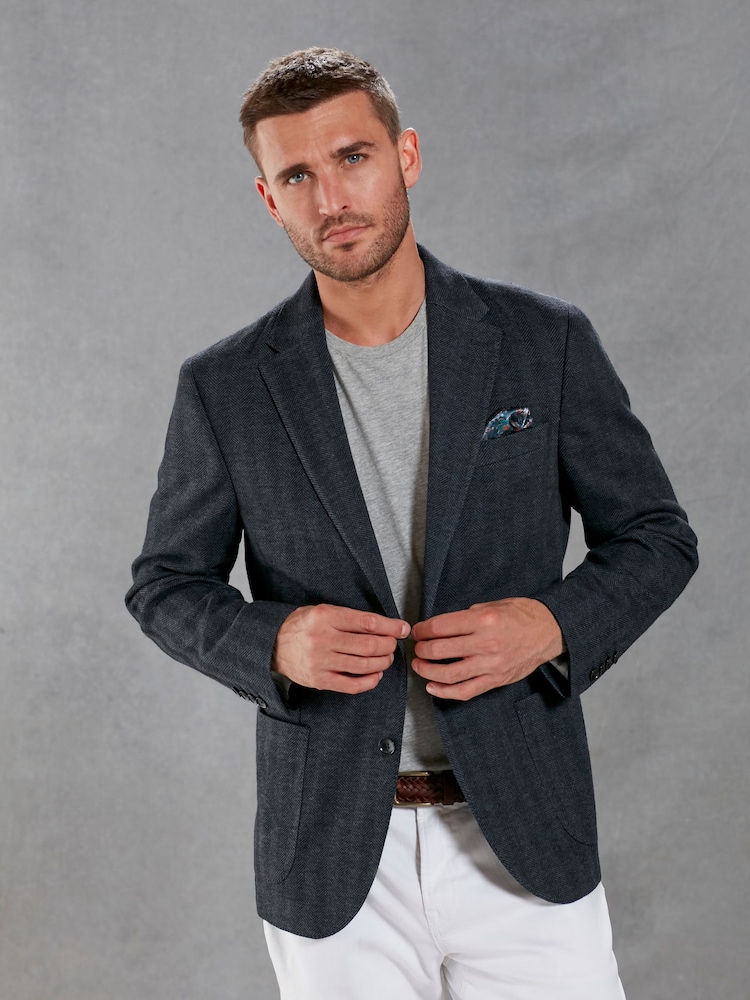 Blue/Navy Signature Motionflex Italian Wool Blend Blazer - Image 1 of 13