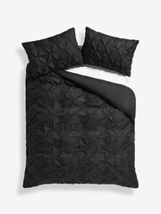 Black Pinch Pleat Soft Touch Brushed Duvet Cover & Pillowcase Set - Image 3 of 4