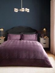 Plum Purple Madison Quilted Velvet Duvet Cover and Pillowcase Set - Image 1 of 6