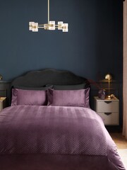 Plum Purple Madison Quilted Velvet Duvet Cover and Pillowcase Set - Image 2 of 6