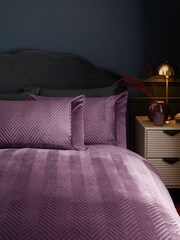 Plum Purple Madison Quilted Velvet Duvet Cover and Pillowcase Set - Image 3 of 6