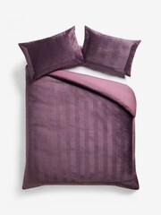Plum Purple Madison Quilted Velvet Duvet Cover and Pillowcase Set - Image 4 of 6