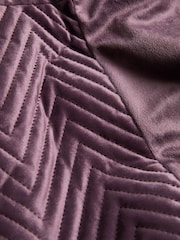 Plum Purple Madison Quilted Velvet Duvet Cover and Pillowcase Set - Image 5 of 6