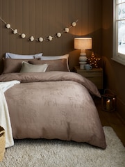 Mink Moose Embossed Fleece Duvet Cover and Pillowcase Set - Image 1 of 4
