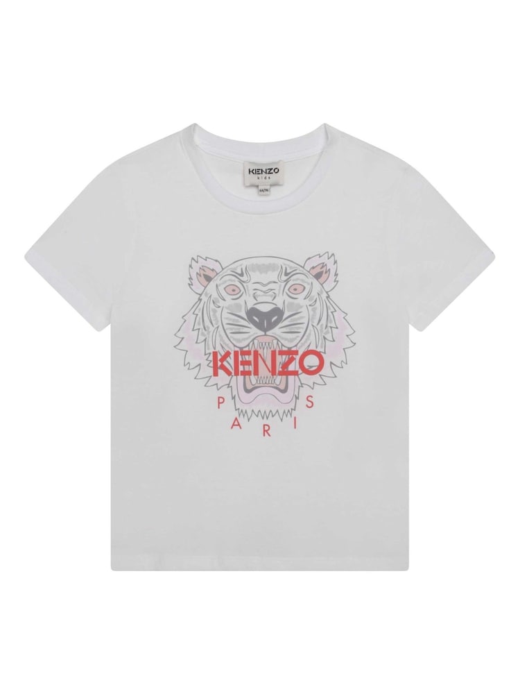 KENZO KIDS Tiger Multi/White Print Logo T-Shirt - Image 1 of 2