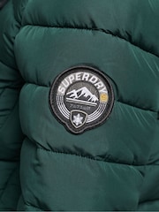 Superdry Dark Green Faux Fur Hooded Mid Length Puffer Jacket - Image 3 of 3