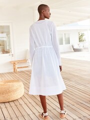 White Sheer Longline Tie Waist Cardigan - Image 3 of 6