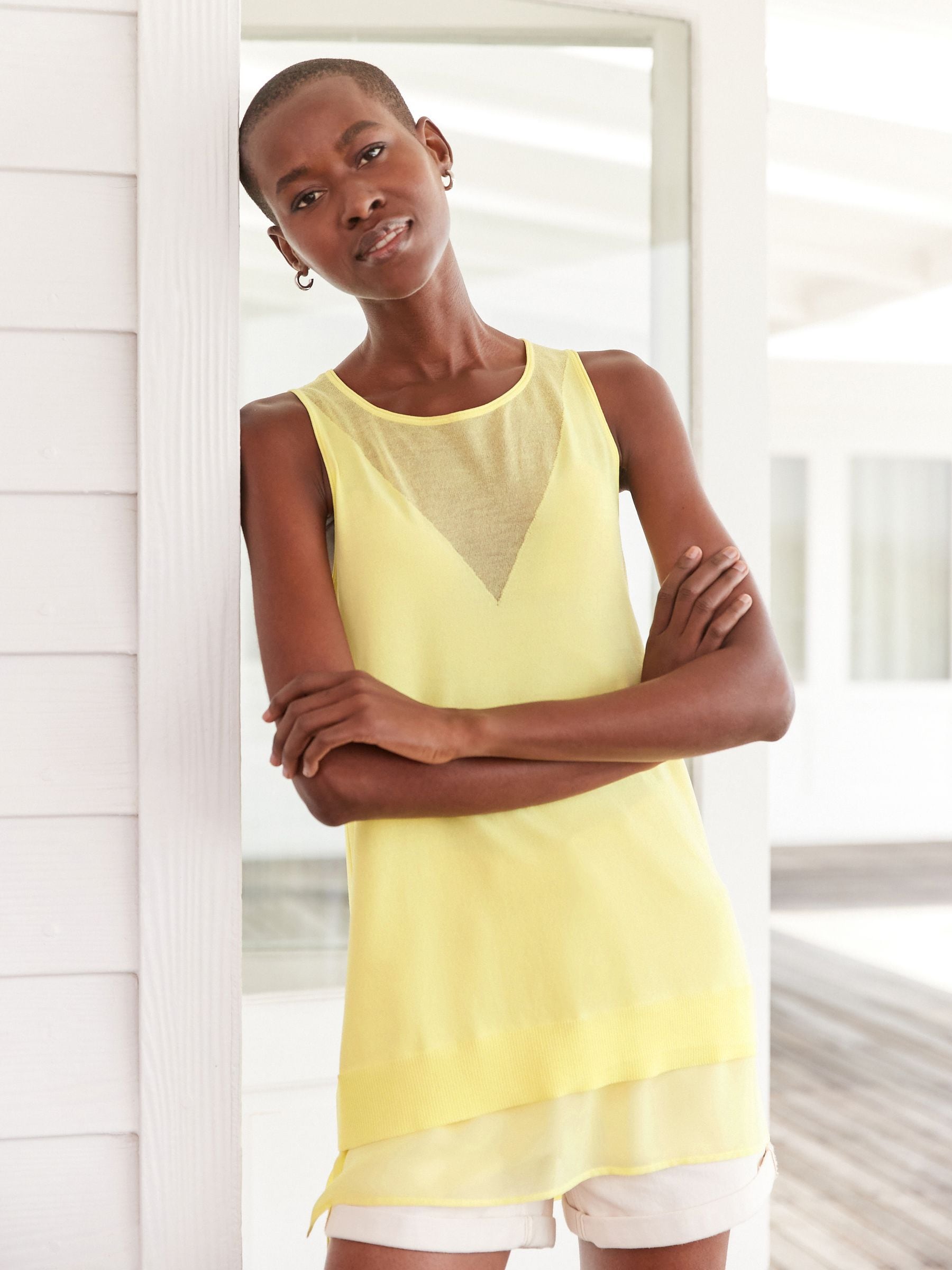 Yellow sheer top online