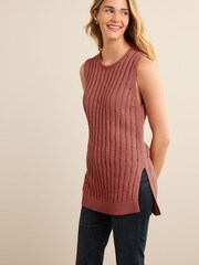 Pink - Grunge Strick-Tanktop mit Ziernähten - Bild 1 von 6