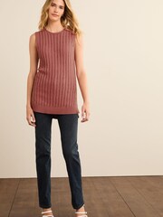 Pink - Grunge Strick-Tanktop mit Ziernähten - Bild 2 von 6