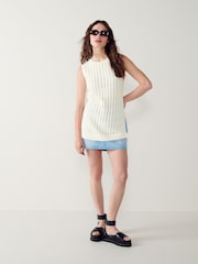 Ecru Cream Grunge Stitch Detail Knitted Tank Vest - Image 2 of 7