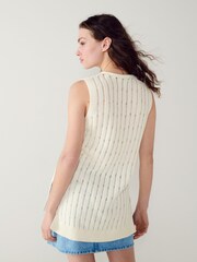 Ecru Cream Grunge Stitch Detail Knitted Tank Vest - Image 3 of 7