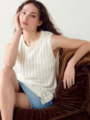Ecru Cream Grunge Stitch Detail Knitted Tank Vest - Image 4 of 7