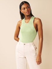 Lime Green Sparkle Racer Knit Vest - Image 1 of 6