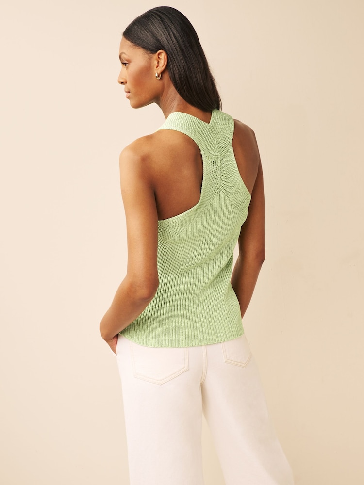 Lime Green Sparkle Racer Knit Vest - Image 2 of 6