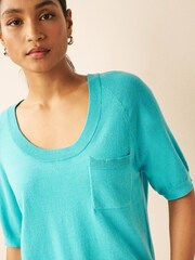 Teal Blue Short Sleeve Neppy T-Shirt - Image 4 of 6