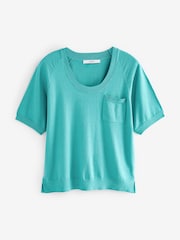 Teal Blue Short Sleeve Neppy T-Shirt - Image 6 of 6