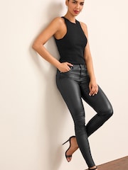 Black Ribbed Halter Neck Knit Vest - Image 2 of 5