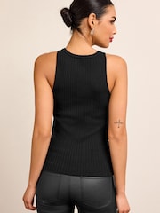 Black Ribbed Halter Neck Knit Vest - Image 3 of 5