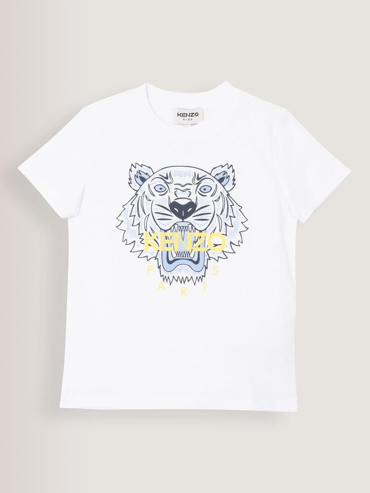 KENZO KIDS Tiger White Print Logo T-Shirt - Image 1 of 1 KENZO KIDS Tiger White Print Logo T-Shirt - Image 1 of 1