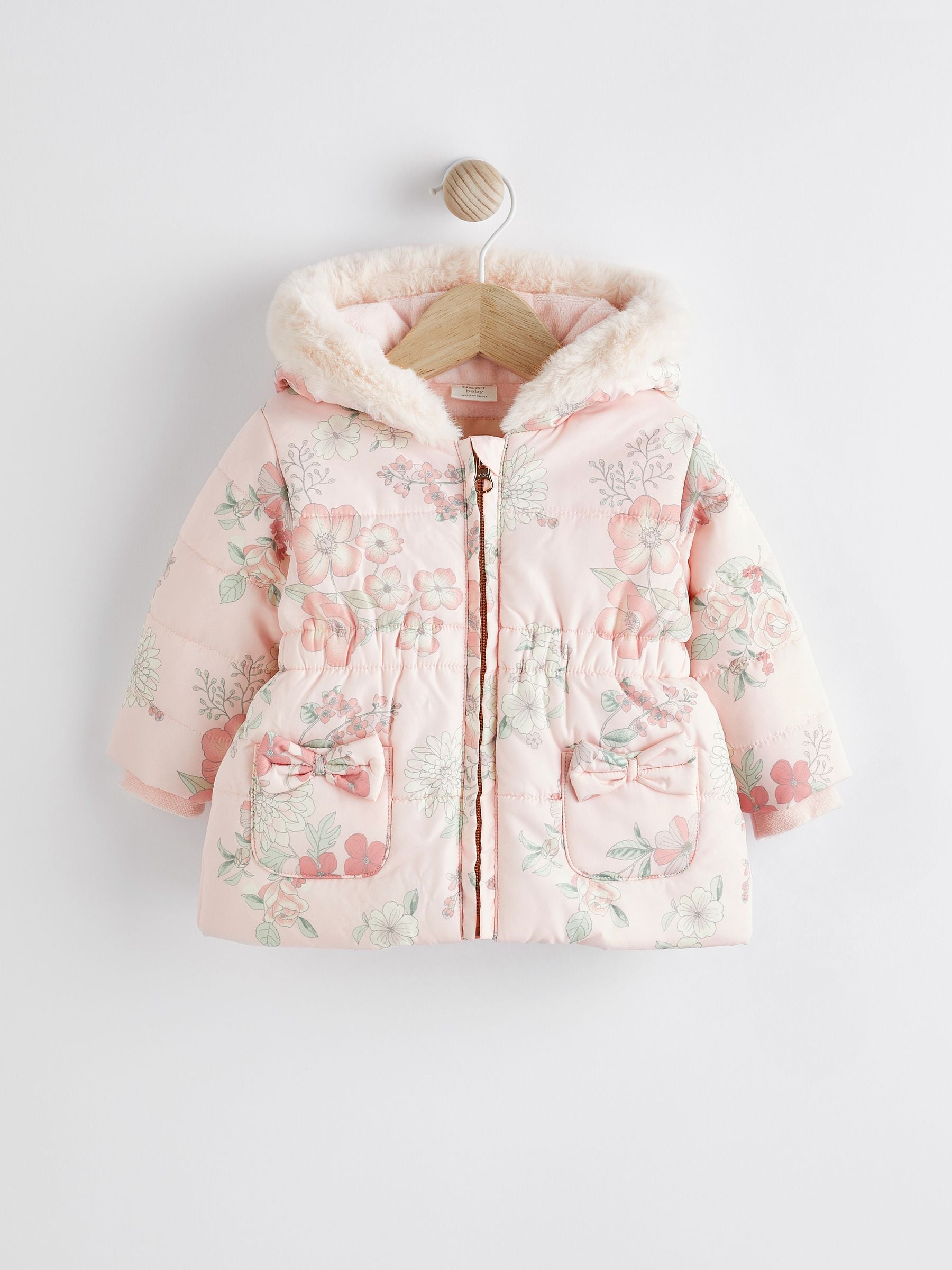 Buy Pink Floral Hooded Padded Baby Jacket 0mths 2yrs from Next Luxembourg